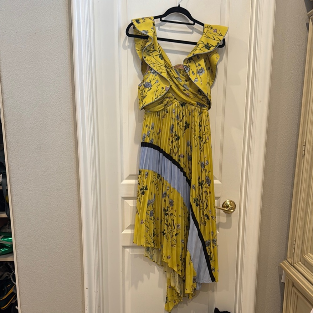 Self-Portrait Yellow and Blue Asymmetrical Dress